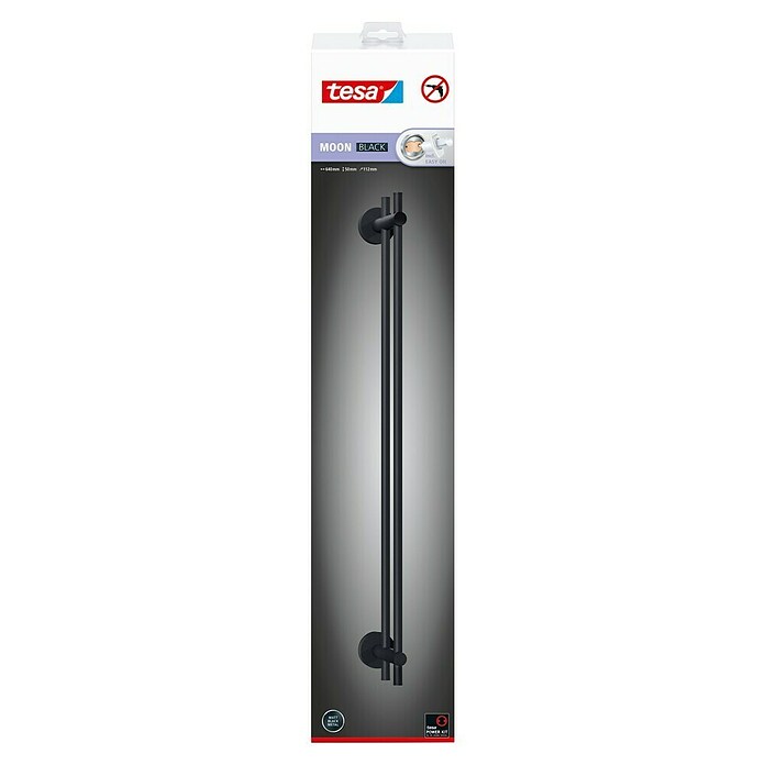 Tesa Moon Badetuchhalter (Breite: 64 cm, Schwarz, Matt) | BAUHAUS