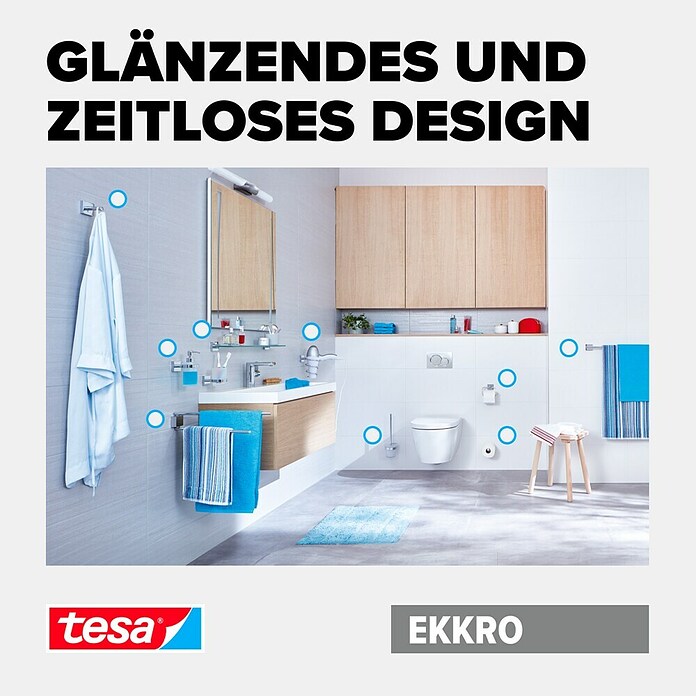 Tesa Ekkro Handtuchhaken (2-armig, Chrom, Glänzend) | BAUHAUS