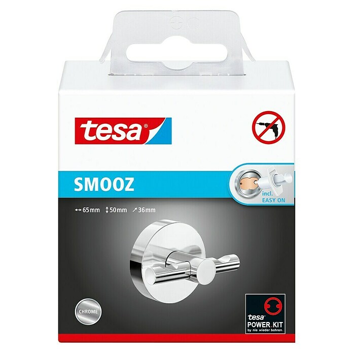 Tesa Smooz Handtuchhaken (2-armig, Chrom, Glänzend) | BAUHAUS