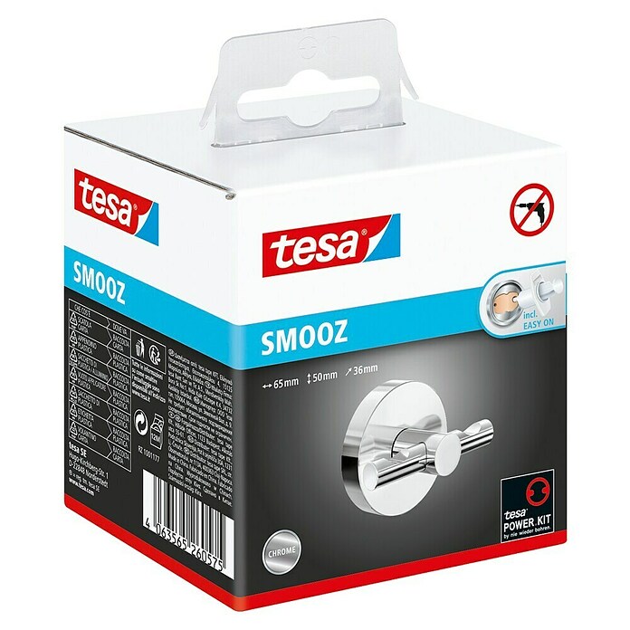 Tesa Smooz Handtuchhaken (2-armig, Chrom, Glänzend) | BAUHAUS