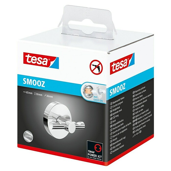 Tesa Smooz Handtuchhaken (2-armig, Chrom, Glänzend) | BAUHAUS