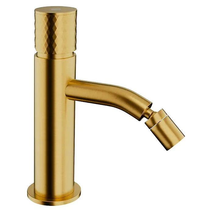 IO Helios Grifo monomando de bidé - Oro - Grifo de bidé dorado con diseño moderno. Elegante accesorio de baño con un pomo texturizado para un toque lujoso.