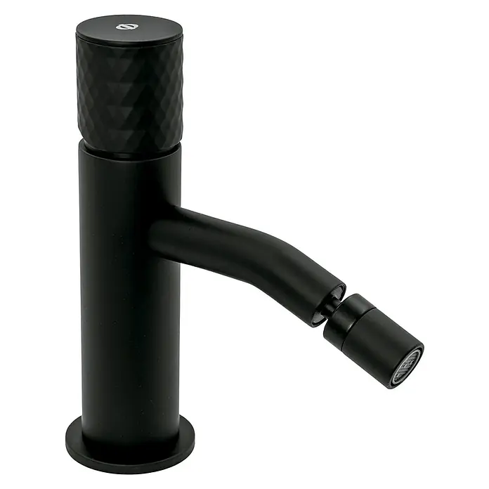 IO Helios Grifo monomando de bidé - Negro - Grifo de lavabo negro con un elegante mango facetado y un diseño moderno y minimalista.