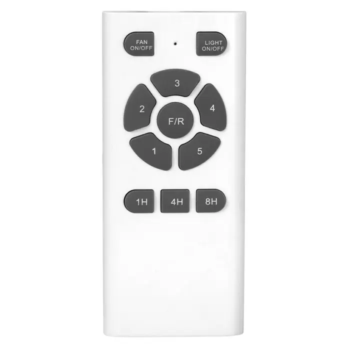 Arte confort Ventilador de techo Mykonos - Haya, 107 cm, 11 W, Multicolor - Imagen de un mando a distancia blanco con varios botones grises para controlar un ventilador y una luz.