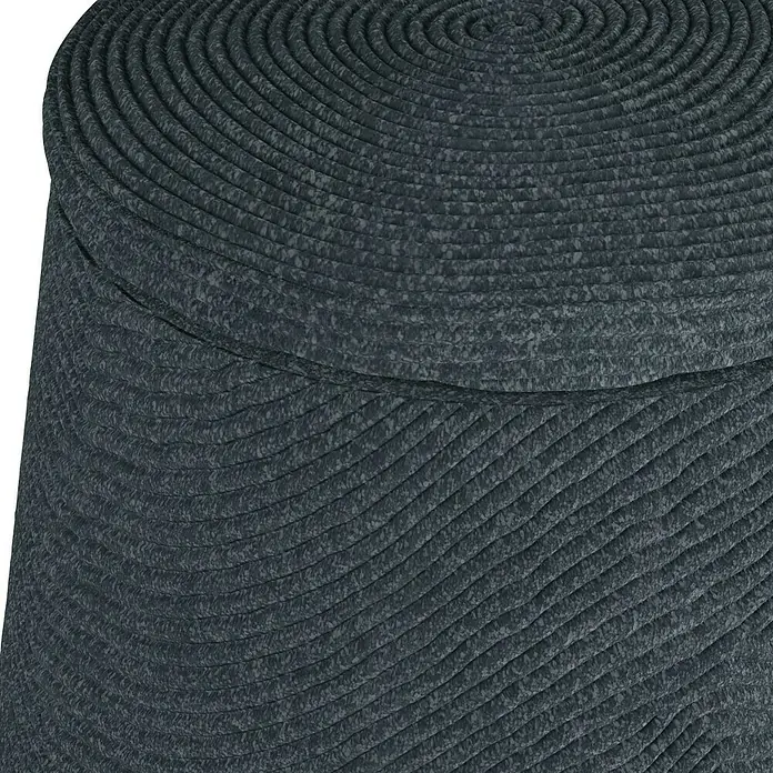Arves Regenspeicher Drop - 200 l, Anthrazit, 1 Stk. - Nahaufnahme eines runden, dunkelgrauen Hockers mit gewebter Textur. Ideal als Sitzgelegenheit oder stilvolles Deko-Element im Wohnbereich.