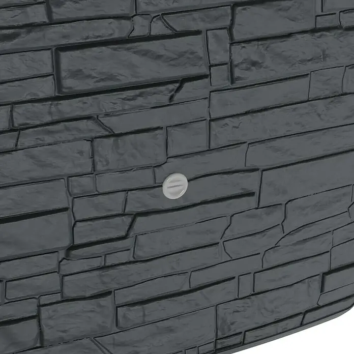 Arves Regenspeicher Multitank - 250 l, Anthrazit, 1 Stk. - Nahaufnahme einer grauen Steinwand mit einem einzelnen Befestigungspunkt, der die Textur und das Detail des Produkts hervorhebt.