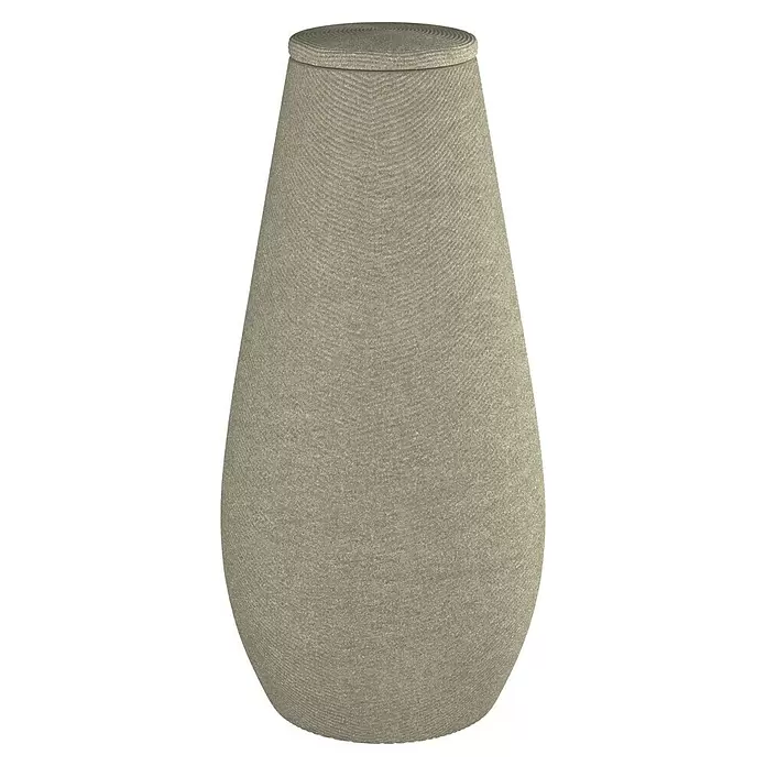 Arves Regenspeicher Drop - 200 l, Beige, 1 Stk. - Hellbeige, texturierte, konische Vase mit rundem Deckel und feinem Webmuster.