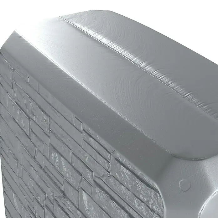 Arves Regenspeicher Multitank - 250 l, Betonoptik, 1 Stk. - Nahaufnahme einer hellgrauen Ziegelsteinverkleidung mit glatter, glänzender Oberseite. Eine moderne und stilvolle Wandgestaltung für Innenräume.