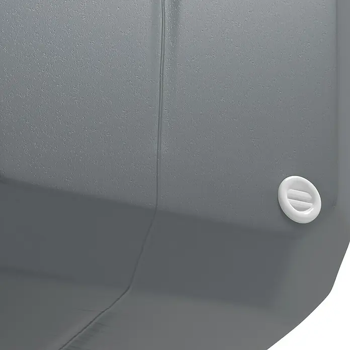 Arves Regenspeicher Multitank - 250 l, Anthrazit, 1 Stk. - Detailaufnahme eines grauen Kunststoffprodukts mit weißem Verschluss, das ein schlichtes und funktionales Design aufweist.
