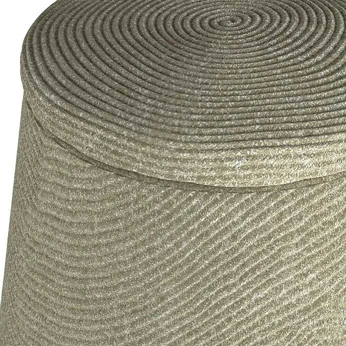 Arves Regenspeicher Drop - 200 l, Beige, 1 Stk. - Nahaufnahme eines gewundenen Hockers aus Naturfaser mit spiralförmiger Oberseite und Textur.