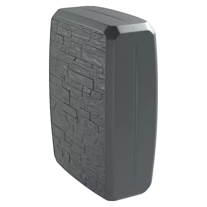 Arves Regenspeicher Multitank - 250 l, Anthrazit, 1 Stk. - Grauer rechteckiger Pfosten, eine Seite Steinoptik, die andere glatt.