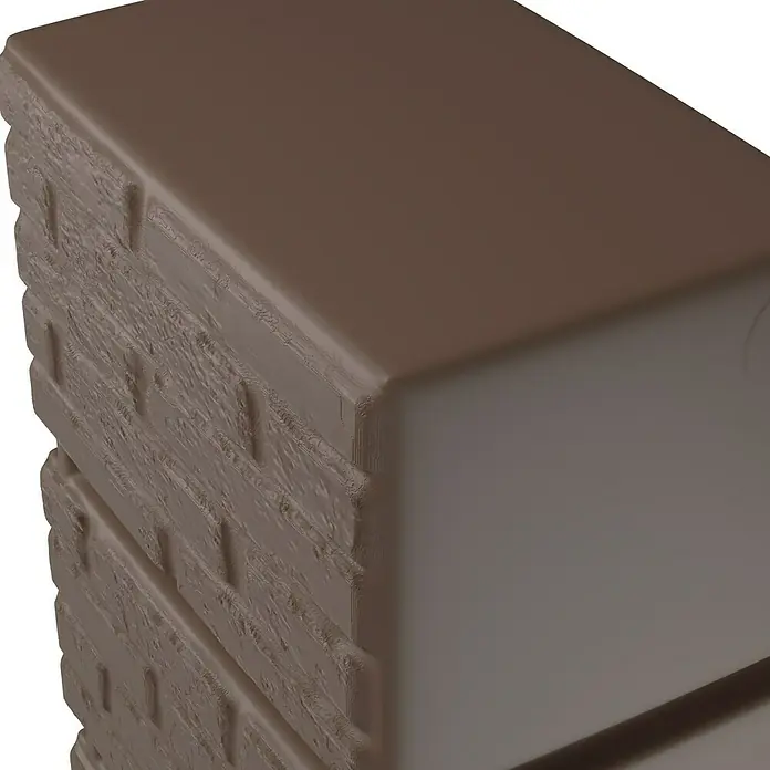Arves Regenspeicher Tower - 350 l, Braun, 1 Stk. - Detailaufnahme einer braunen Ziegelsteinattrappe, die Textur und Form des Steins hervorhebt. Ideal für Dekorationszwecke.