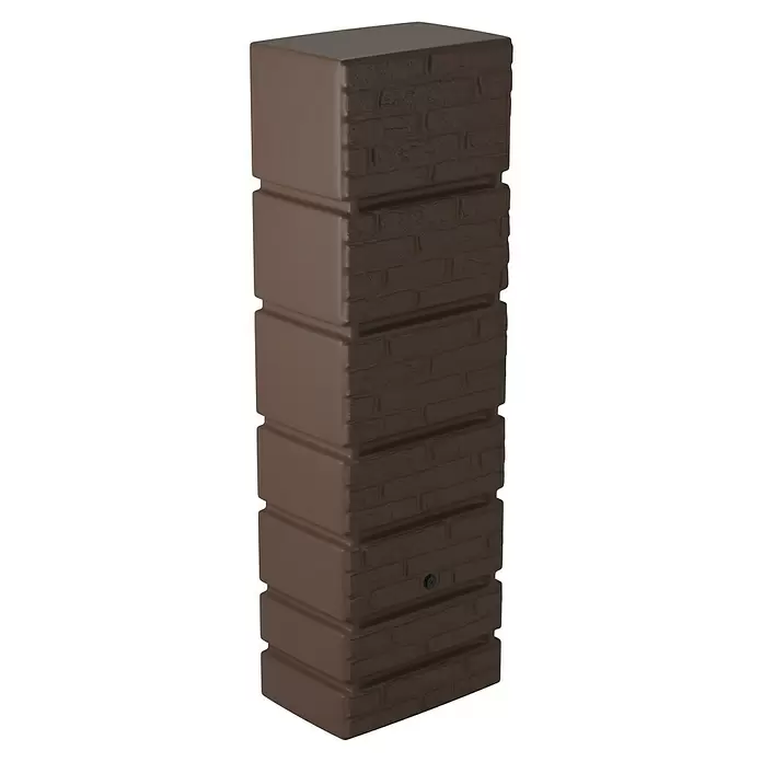 Arves Regenspeicher Tower - 350 l, Braun, 1 Stk. - Hohe, braune Regentonne mit Ziegelsteinmuster, ideal zur Regenwassersammlung.