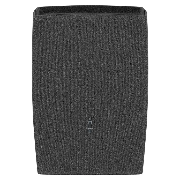 Arves Regenspeicher Boxy - 270 l, Granitkörnung, 1 Stk. - Dunkelgraues strukturiertes rechteckiges Panel mit einem metallischen Audioanschluss in der Mitte.