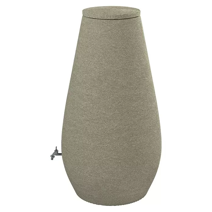 Arves Regenspeicher Drop - 410 l, Beige, 1 Stk. - Strukturierte, hellbraune Regentonne mit Deckel und Metallhahn.