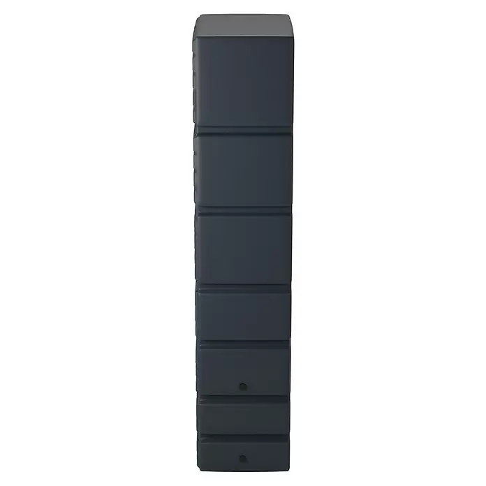 Arves Regenspeicher Tower - 350 l, Anthrazit, 1 Stk. - Dunkelgraue rechteckige Regentonne mit geripptem Design.