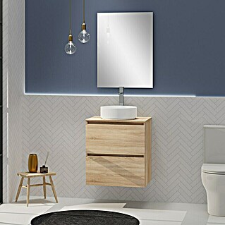 Conjunto de mueble de baño Harmony Top (60 cm, Roble bardolino, Efecto madera, 3 pzs.)