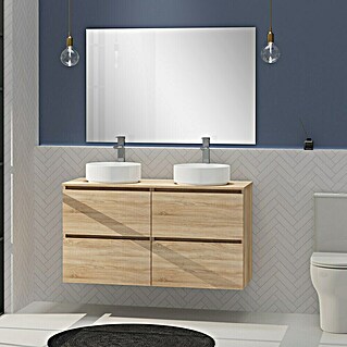 Conjunto de mueble de baño Harmony Top (120 cm, Roble bardolino, Efecto madera, 4 pzs.)