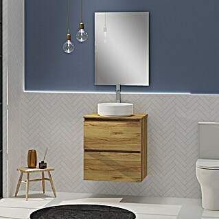 Conjunto de mueble de baño Harmony Top (60 cm, Roble, Efecto madera, 3 pzs.)