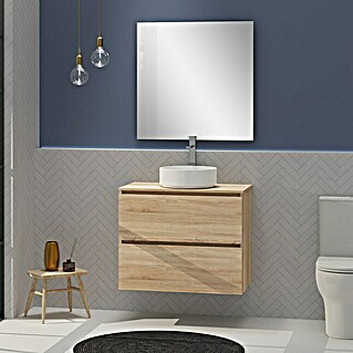 Conjunto de mueble de baño Harmony Top (80 cm, Roble bardolino, Efecto madera, 3 pzs.)