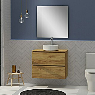 Conjunto de mueble de baño Harmony Top (80 cm, Roble, Efecto madera, 3 pzs.)