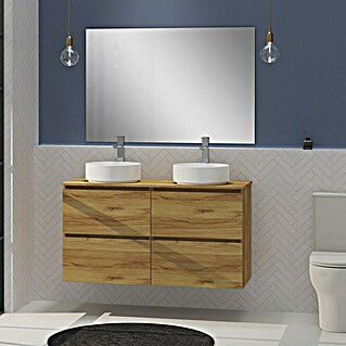 Conjunto de mueble de baño Harmony Top (120 cm, Roble, Efecto madera, 4 pzs.)