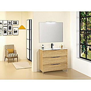 Conjunto de mueble de baño Abril Slim (90 cm, Nature, Mate, 3 pzs.)