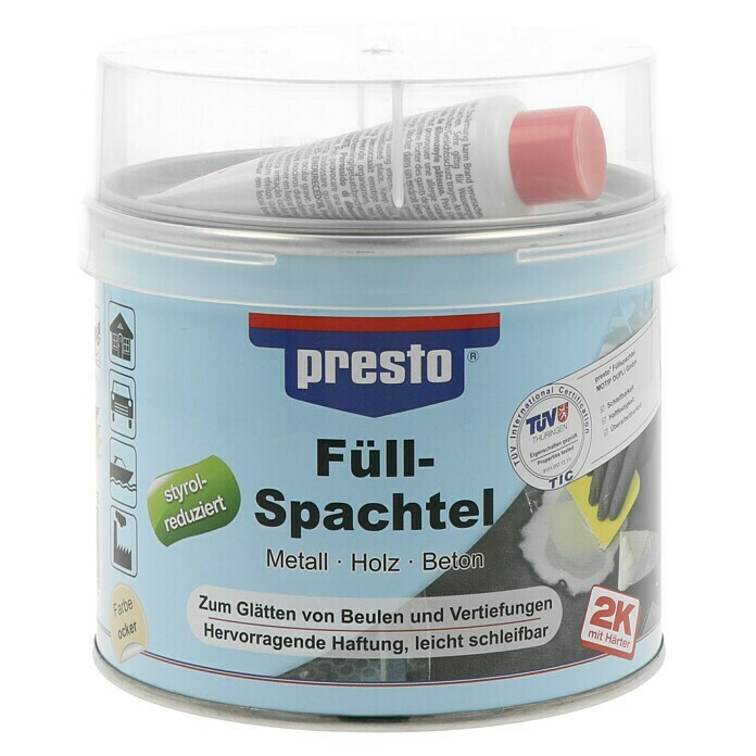 Presto Füllspachtel1 kg, Materialeignung: Metall Front View