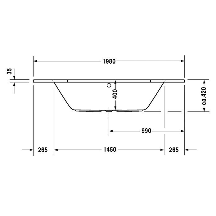 Duravit D-Code Eckbadewanne140 x 140 cm, Sanitäracryl, Weiß Front View