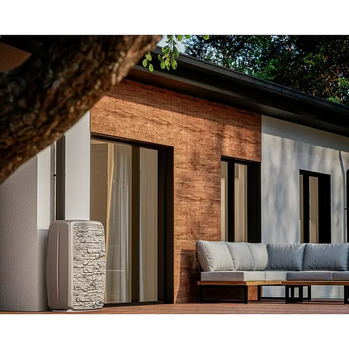 Arves Regenspeicher Multitank - 250 l, Betonoptik, 1 Stk. - Die Regenwasserzisterne mit Steinmuster fügt sich perfekt in die moderne Hausarchitektur ein und ermöglicht eine nachhaltige Wassernutzung.