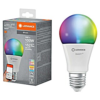 Ledvance Smart+ WiFi Smart-ledlamp Classic (E27, Dimbaar, RGBW, 1.521 lm, 14 W)