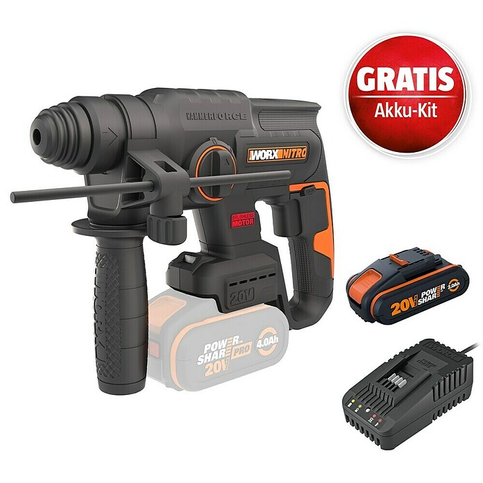 Worx PowerShare 20V Maschinenpaket (Worx PowerShare 20V Akku-Kombihammer WX381.9 + 2 Ah Akku + Ladegerät) | BAUHAUS