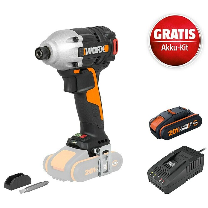 Worx PowerShare 20V Maschinenpaket (Worx PowerShare 20V Akku-Schlagschrauber WX261.9 + 2 Ah Akku + Ladegerät) | BAUHAUS