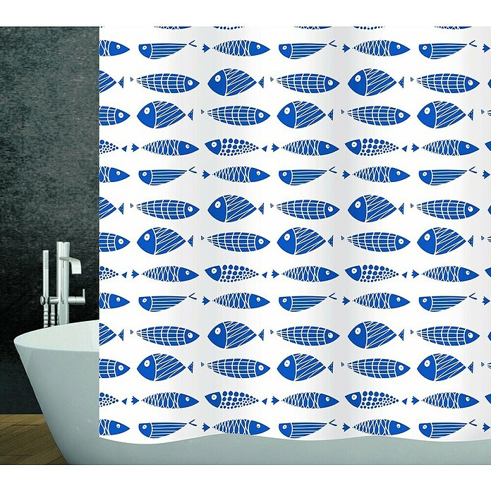 Diaqua Textil-Duschvorhang Scuby (B x H: 240 x 180 cm, Blau/Weiß) | BAUHAUS