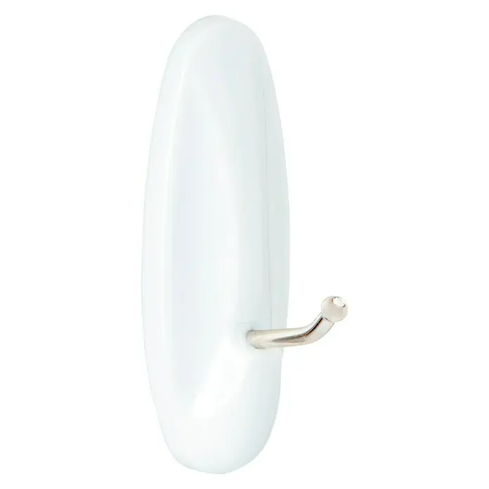 3M Command Colgador adhesivo 17068 - Plástico, Blanco - Gancho de pared autoadhesivo de plástico con brazo de gancho plateado para guardar objetos ligeros.