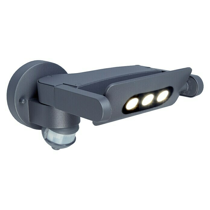 Lutec Proyector LED con sensor (3 luces, 9 W, Color de luz: Blanco neutro, Gris)