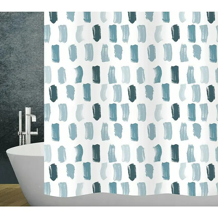 Diaqua Duschvorhang Paint - B x H: 120 x 200 cm, Textil, Blau/Weiß - Dieser Duschvorhang mit blauen Pinselstrichen ist ein Hingucker in jedem Badezimmer und sorgt für eine frische Atmosphäre. Ein Badezimmer Highlight.