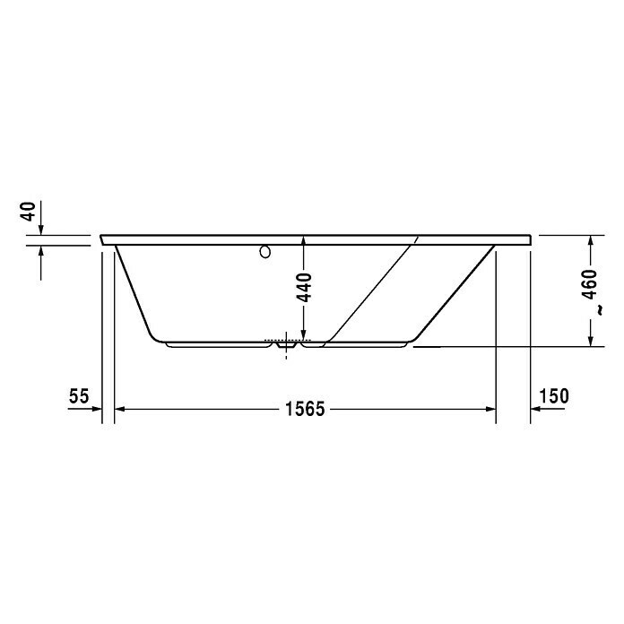 Duravit Badewanne Paiova 5177 x 130 cm, Raumecke Rechts, Sanitäracryl, Weiß Front View