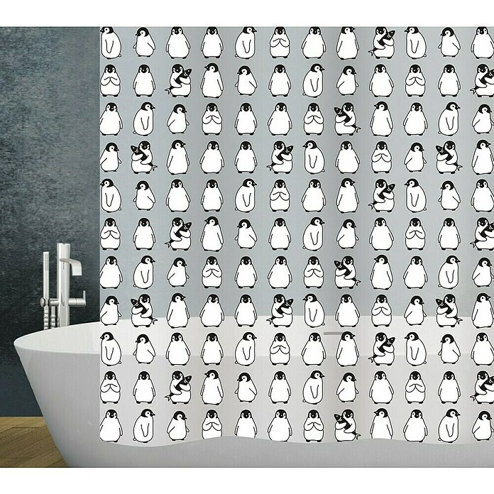 Diaqua Peva Duschvorhang Pingi (B x H: 180 x 200 cm, Schwarz/Weiß/Transparent) | BAUHAUS