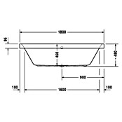 Duravit Happy D.2 Badewanne (180 x 80 cm, Rechteck, Sanitäracryl, Weiß)