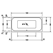 Duravit Happy D.2 Badewanne (190 x 90 cm, Rechteck, Sanitäracryl, Weiß)