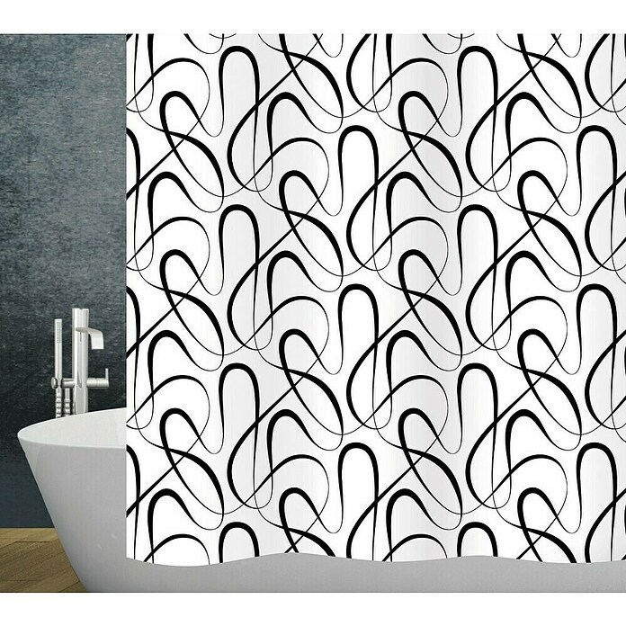 Diaqua Textil-Duschvorhang Swing (180 x 200 cm, Schwarz/Weiß) | BAUHAUS