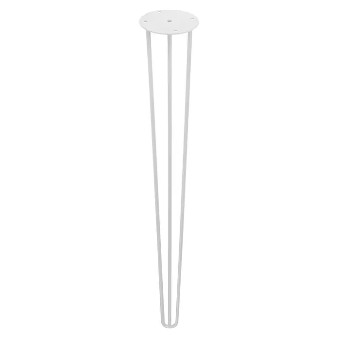 Rei Pata para muebles Tri - Ø x Al: 10 x 71 cm, Acero, Blanco - Pata de mesa metálica blanca con tres varillas y placa de montaje redonda. Ideal para proyectos de bricolaje y decoración moderna.