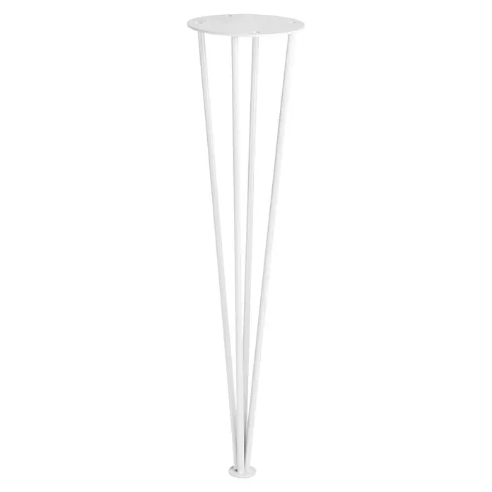 Rei Möbelfuß Hairpin mit Fuß - Ø x H: 10 x 40 cm, Stahl, Weiß - Weiße Tischbeine aus Metall mit Hairpin-Design. Ideal für DIY-Möbelprojekte und zur individuellen Gestaltung von Tischen.