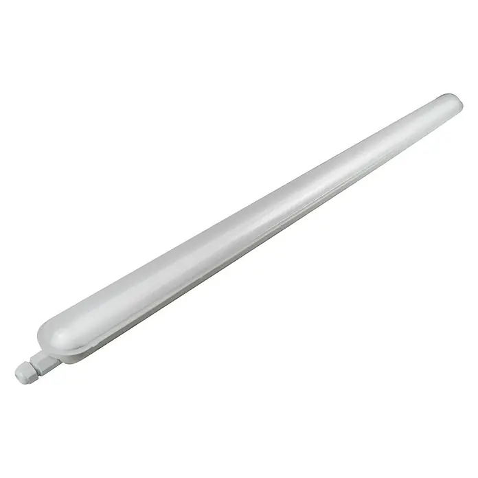 Luceco Tira de luz LED antihumedad Eco Climate SpeedFit - L x An x Al: 120 x 7,2 x 6,1 cm, Color de luz: Blanco neutro, 40 W, IP65 - Primer plano de una luz LED alargada en forma de tubo, diseñada para una iluminación brillante y eficiente.