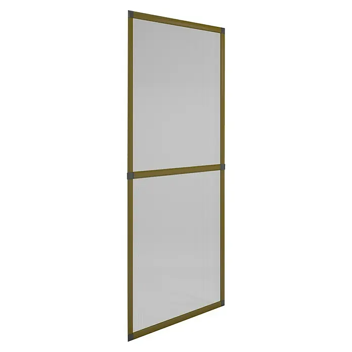 Mosquitera para puerta corredera - An x Al: 100 x 220 cm, Montaje de la mosquitera: Inserción, Color bastidor: Marrón - Primer plano de una mosquitera marrón con esquinas grises, diseñada para evitar la entrada de insectos y permitir la circulación del aire.