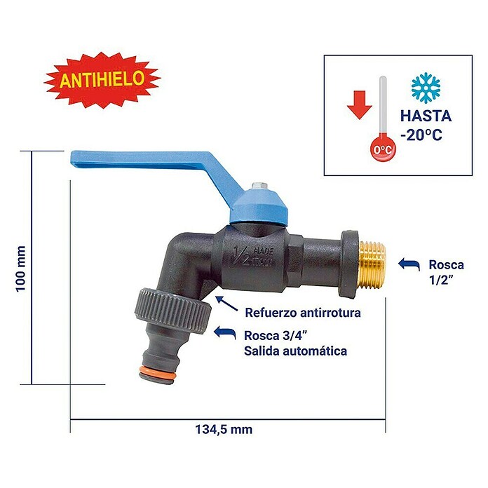 Kroglična izhodna pipa  (Hitri priključek, Notranji navoj: ½″) | 7318 - Sprinklersysteme und Micro Drip | IAFB - Systemteile Wassertechnik | IAF - Wassertechnik | IA - Gartenhartware | I - Stadtgarten | BAUHAUS