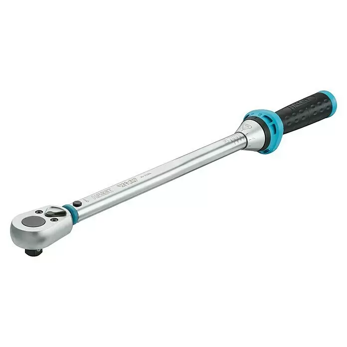 Hazet Llave dinamométrica 5122-3CT - Cuadrado de ½'', 40 Nm - 200 Nm - Llave dinamométrica HAZET plateada y azul con empuñadura negra y escala de 40-200 Nm.