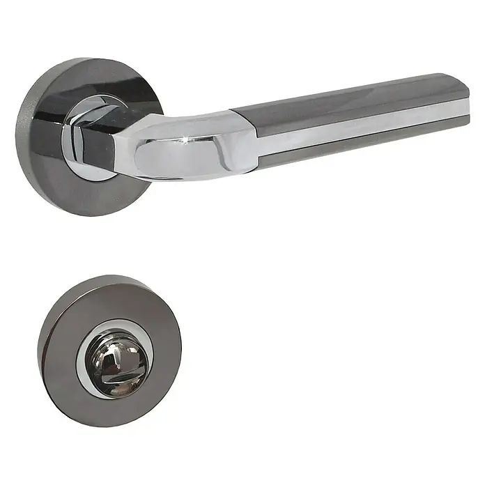 Lienbacher WC-Drückergarnitur Data - Schlitzkopf/Olive, Schwarz - Türgriff-Garnitur in Chromoptik mit modernem Design. Ideal für stilvolle Innentüren.