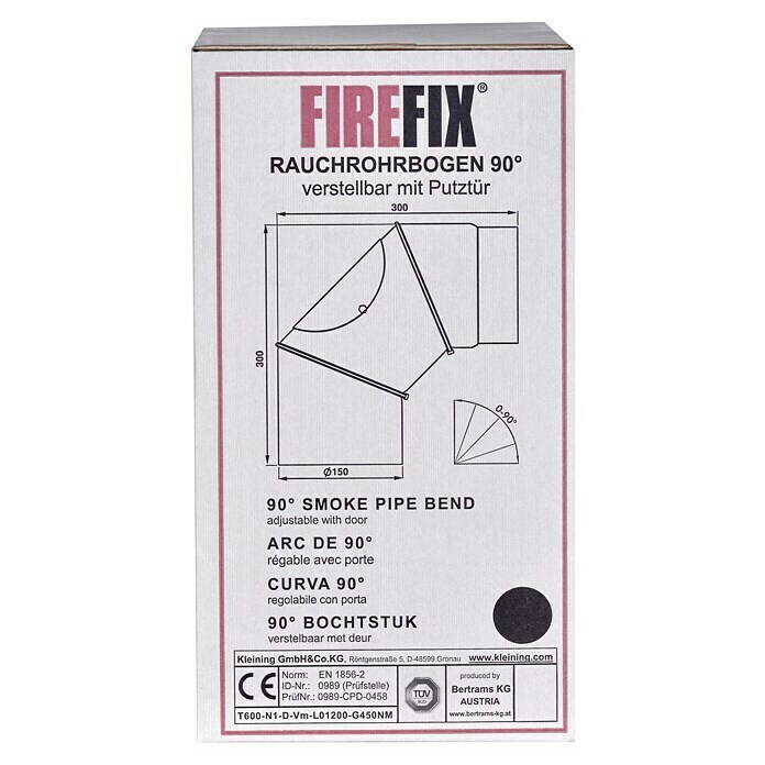 Firefix OfenrohrbogenDurchmesser: 150 mm, 90 °, Senotherm lackiert, Schwarz Unknown